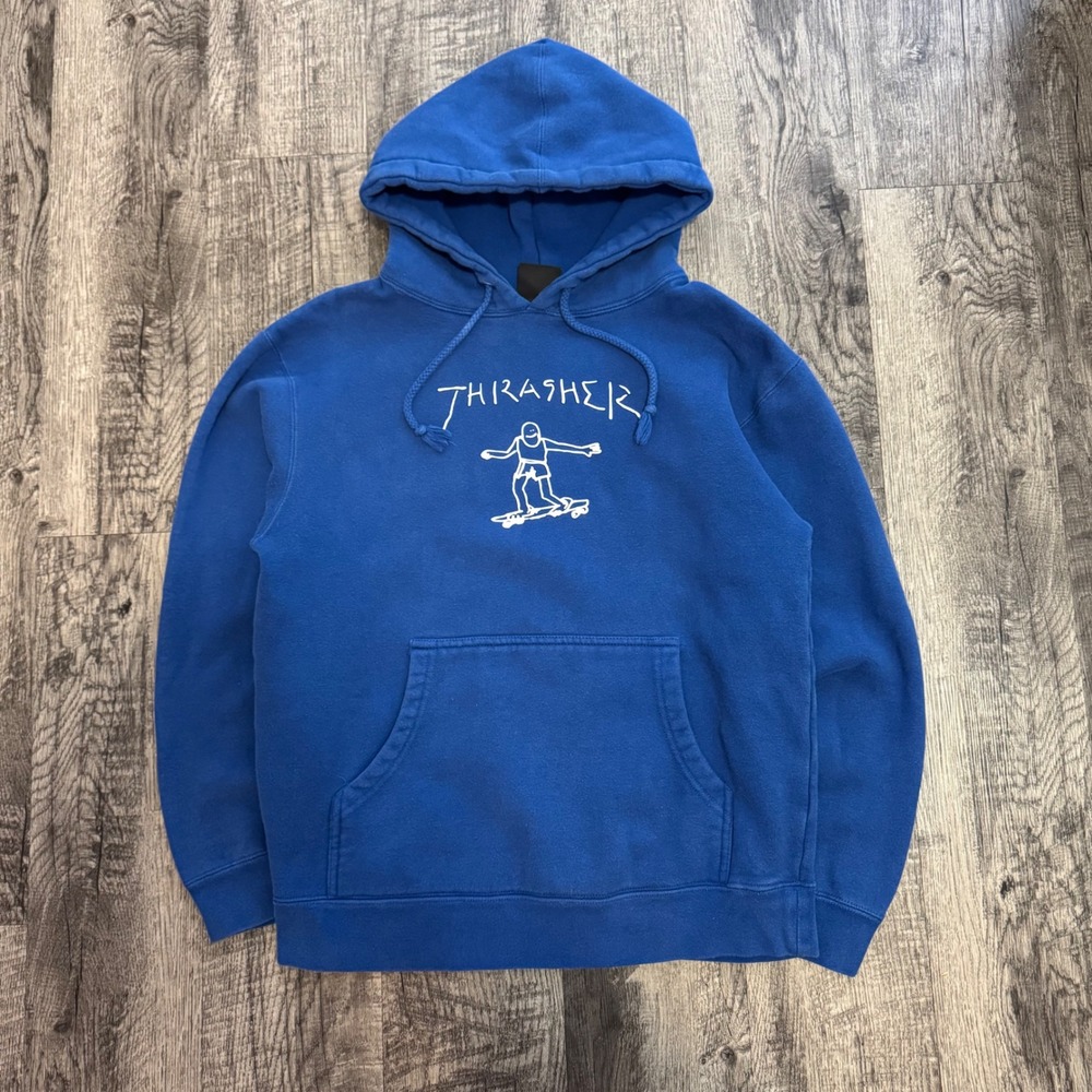 Thrasher Gonz Logo Skater Hoodie Blue Sz S